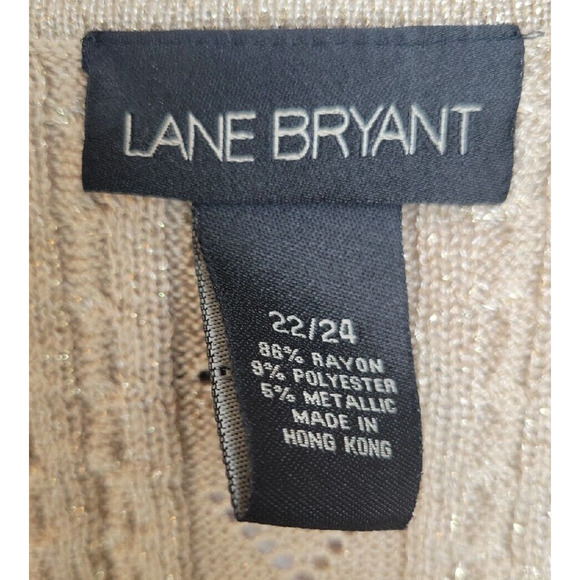Lane Bryant Tan Metallic Shimmer Tie Front Cardigan Sweater Women's Size 22/24 - Picture 4 of 10